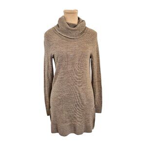 Adrienne Vittadini Light Brown Long Sleeve Cowl Neck Merino Wool Sweater Sz S